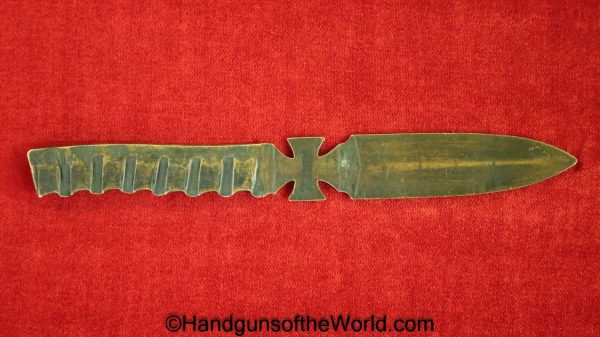 Knife, Made From Copper Shrapnel, Made, From Copper, Shrapnel, German, Knights Cross, GI, Original, Collectible, Souvenir, WWII, WWI, WW2, WW1, Oddity