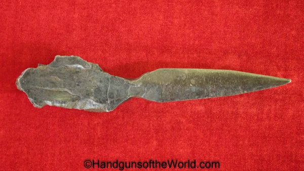 Knife, Made From Iron Shrapnel, Made, From, Iron, Shrapnel, GI, Original, Collectible, Souvenir, WWII, WWI, WW2, WW1, Oddity, Curiosity, Relic, Theatre