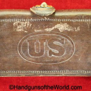US, 1874, Pattern, McKeever, .45-70, Ammo Pouch, Ammo, Ammunition, Pouch, black, leather, Watervliet Arsenal, original, collectible, 45-70, Americana, US