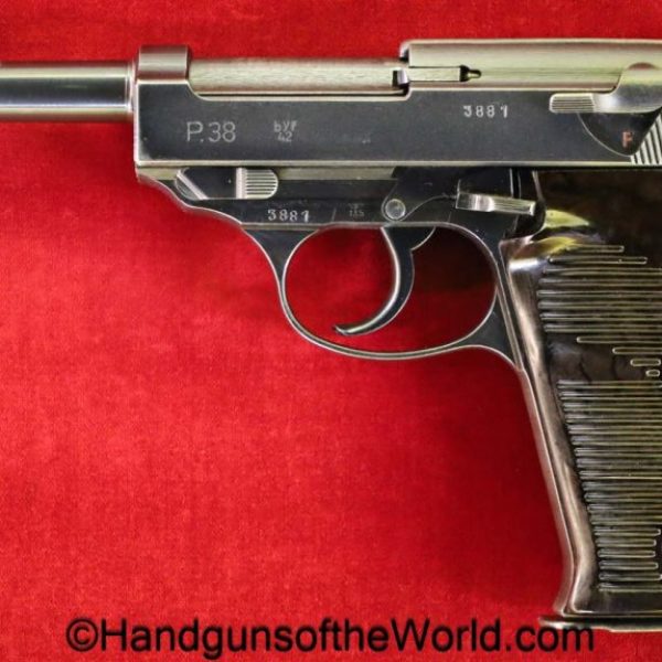 Mauser, P.38, BYF42, 9mm, German, WWII, WW2, Germany, handgun, pistol, C&R, collectible, byf, 42, 1942, P38, P 38, P-38, byf 42, byf-42, Walther