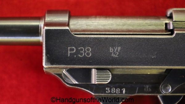 Mauser, P.38, BYF42, 9mm, German, WWII, WW2, Germany, handgun, pistol, C&R, collectible, byf, 42, 1942, P38, P 38, P-38, byf 42, byf-42, Walther