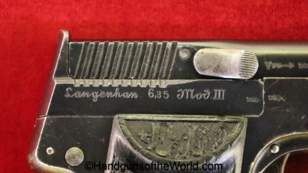 Langenhan, Model III, 6.35mm, Model 3, German, Germany, handgun, pistol, C&R, collectible, VP, Vest Pocket, 6.35, 25, .25, acp, auto, Model, 3, III