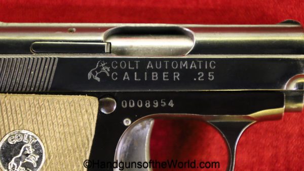 Colt, Junior, .25, 1970, with Box, handgun, pistol, C&R, collectible, VP, vest pocket, 25, acp, auto, 6.35mm, 6.35, Spain, Spanish, boxed, Astra, Cub
