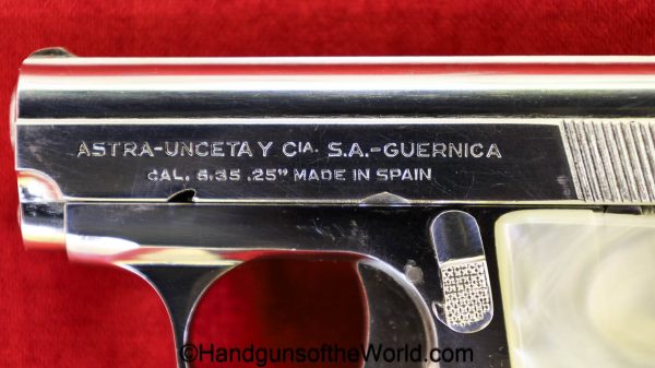 Astra, Cub, 6.35mm, Nickel, Pearlite, with Box, handgun, pistol, C&R, collectible, Spain, Spanish, VP, Vest Pocket, 6.35, .25, acp, auto, 25, Boxed