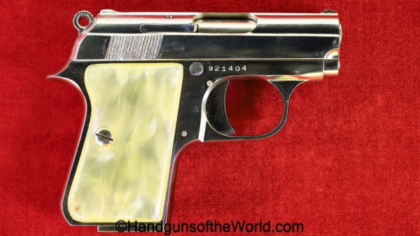 Astra, Cub, 6.35mm, Nickel, Pearlite, with Box, handgun, pistol, C&R, collectible, Spain, Spanish, VP, Vest Pocket, 6.35, .25, acp, auto, 25, Boxed