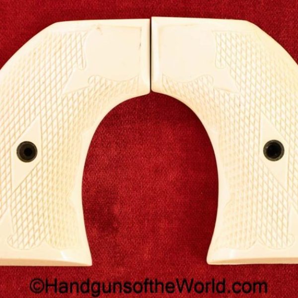 Colt, SAA, Grips, Single Action Army, Revolver, Grip, Ivorylike, plastic, Colt, collectible, Ivory, like, handgun, American, Fleur de Lis, pattern