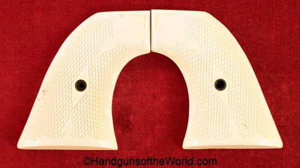 Colt, SAA, Grips, Single Action Army, Revolver, Grip, Ivorylike, plastic, Colt, collectible, Ivory, like, handgun, American, Fleur de Lis, pattern