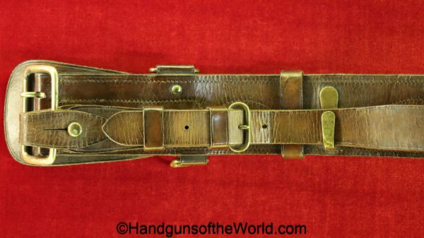 British, Sam Browne, Belt, brown, leather, with brass fittings, Boer War, WWI, era, WW1, original, collectible, Britain, UK, English, England, United Kingdom