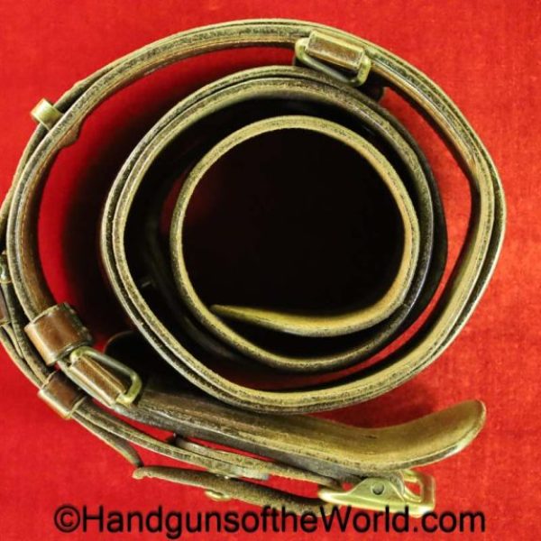British, Sam Browne, Belt, brown, leather, with brass fittings, Boer War, WWI, era, WW1, original, collectible, Britain, UK, English, England, United Kingdom