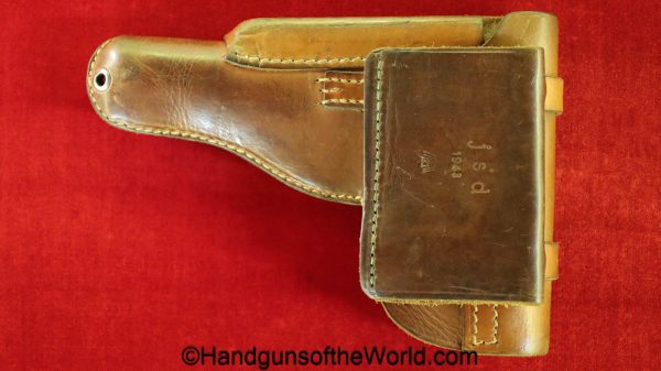 Browning, FN, 1922, Holster, WWII, Luftwaffe, brown, leather, Theuermann, dropping, pattern, German, WW2,  JSD, 1943, Eagle 21, E/21, original, collectible