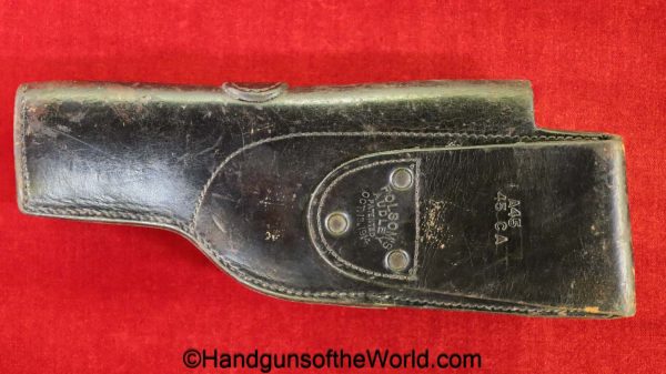 Colt, Government, 1911, Holster, Audley, Pattern, Brown, leather, dyed black, Folsom's, original, collectible, Americana, American, US, USA, America