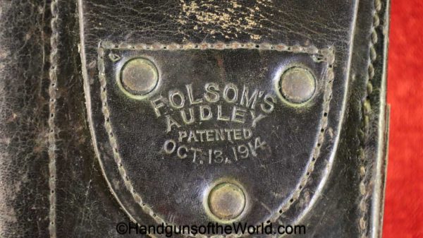 Colt, Government, 1911, Holster, Audley, Pattern, Brown, leather, dyed black, Folsom's, original, collectible, Americana, American, US, USA, America