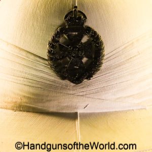 British, Tropical, Spike, Helmet, waterproof, white, canvas, English, brass badge, original, collectible, field gear, hat, cap, vintage, old, real