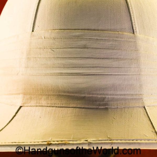 British, Tropical, Spike, Helmet, waterproof, white, canvas, English, brass badge, original, collectible, field gear, hat, cap, vintage, old, real