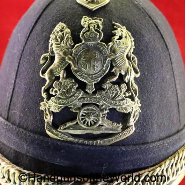 British, Artillery Ball, Helmet, original, collectible, Artillery, Ball, Hat, Cap, Black, Felt, Brass, English, UK, real, vintage, old, England, Britain