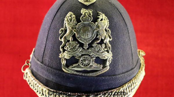 British, Artillery Ball, Helmet, original, collectible, Artillery, Ball, Hat, Cap, Black, Felt, Brass, English, UK, real, vintage, old, England, Britain