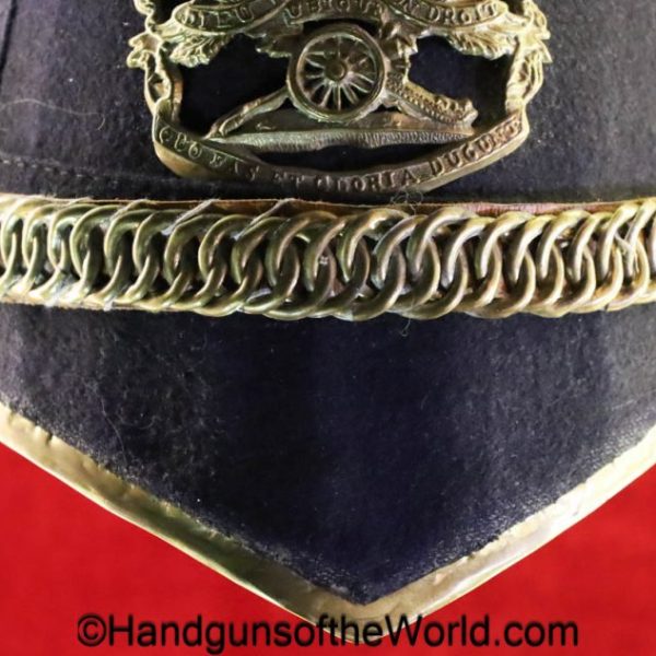 British, Artillery Ball, Helmet, original, collectible, Artillery, Ball, Hat, Cap, Black, Felt, Brass, English, UK, real, vintage, old, England, Britain
