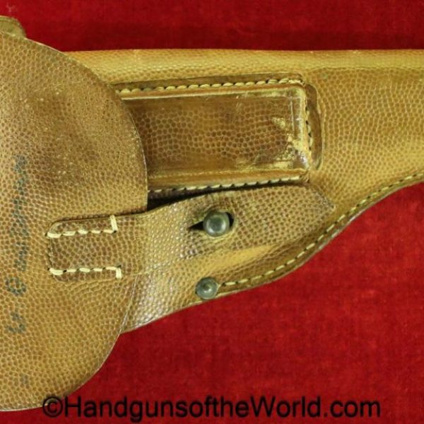 Langenhan, Army Model, Holster, WWI, German, tan, leather, JF.F Woller-Hessen, 1917, original, collectible, Germany, WW1, Army, Model, handgun, pistol