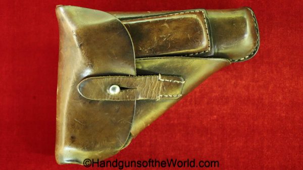 Mauser, HSc, Holster, German, WWII, brown, leather, breakaway, Akah, Oakleaf-9, logo, Germany, WaA938, WW2, original, collectible, WaA 938, break away