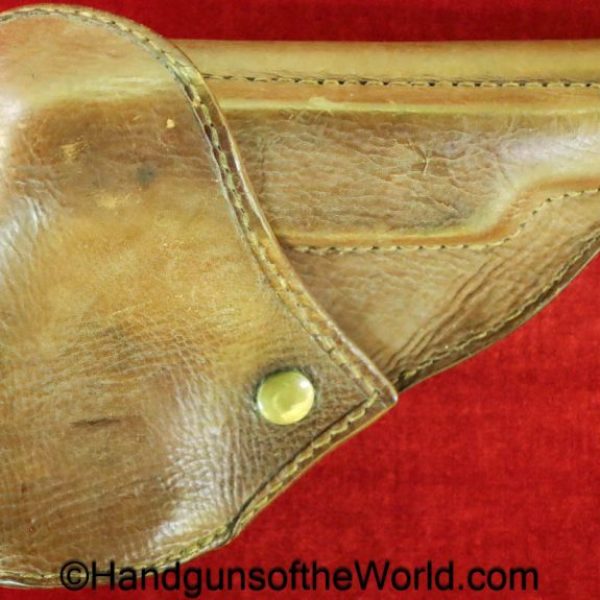 Nambu, Type 94, Holster, brown, leather, steel, WWII, WW2, original, collectible, Japan, Japanese, handgun, pistol, type, 94, hand gun, real, old, vintage