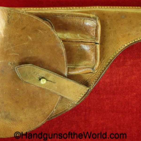Savage, 1907, Holster, Portuguese, brown, leather, AE, Portugal, WWI, WW1, original, collectible, handgun, pistol, hand gun, Model, real, old, vintage