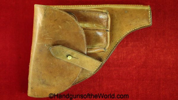Savage, 1907, Holster, Portuguese, brown, leather, AE, Portugal, WWI, WW1, original, collectible, handgun, pistol, hand gun, Model, real, old, vintage