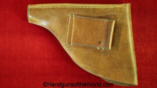 Savage, 1907, Holster, Portuguese, brown, leather, AE, Portugal, WWI, WW1, original, collectible, handgun, pistol, hand gun, Model, real, old, vintage