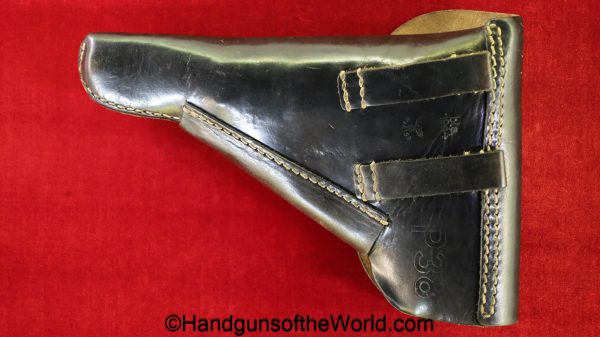 Walther, P-38, Holster, German, WWII, Dated, 1944, original, collectible, P38, P.38, P 38, Black, leather, breakaway, BLA, WaA159, WaA 159, WW2, Germany