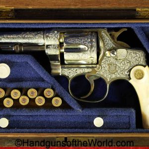 Smith & Wesson, Model 1903, Hand Ejector, .32 Long, Engraved, with Case, with Letter, handgun, revolver, C&R, collectible, Model, 1903, HE, 32, .32, Long