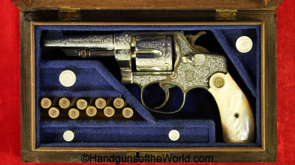 Smith & Wesson, Model 1903, Hand Ejector, .32 Long, Engraved, with Case, with Letter, handgun, revolver, C&R, collectible, Model, 1903, HE, 32, .32, Long