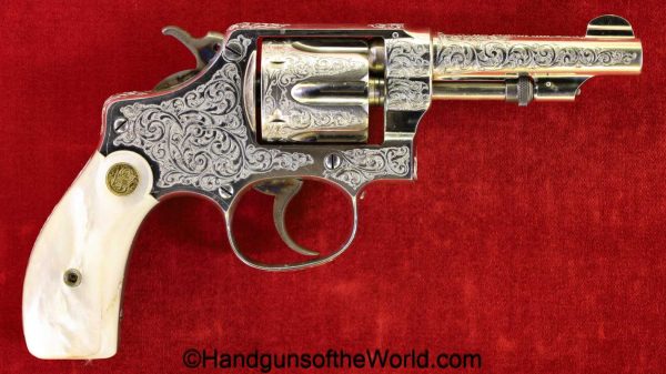 Smith & Wesson, Model 1903, Hand Ejector, .32 Long, Engraved, with Case, with Letter, handgun, revolver, C&R, collectible, Model, 1903, HE, 32, .32, Long