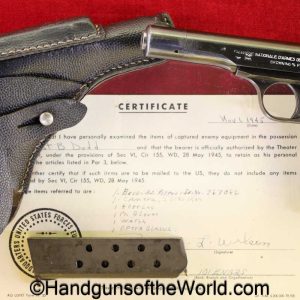 FN, 1922, Browning, 7.65mm, German, WWII, Full Rig, with Capture Paper, Germany, WW2, handgun, pistol, C&R, collectible, 7.65, 32, .32, acp, auto