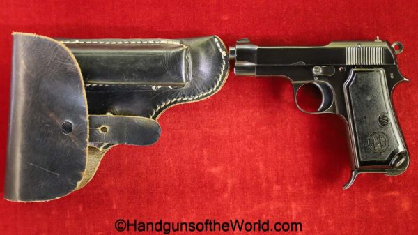 Beretta, 1935, 7.65mm, WWII, Era, with Holster, Italian, Italy, WW2, Handgun, pistol, C&R, collectible, Pocket, 7.65, 32, .32, acp, auto, Model, Blank Slide