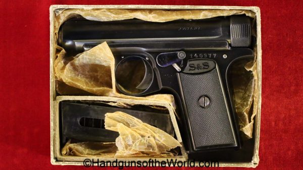 Sauer, 1913, 7.65mm, with Box, Boxed, German, Germany, handgun, pistol, C&R, collectible, pocket, 32, .32, acp, auto, 7.65, model, export, vintage