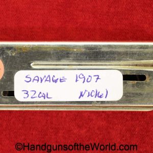 Savage, 1907, Factory Nickel, .32, Magazine-Clip, magazine, mag, clip, original, collectible, model, 32, acp, auto, 7.65, 7.65mm, handgun, pistol, Nickel