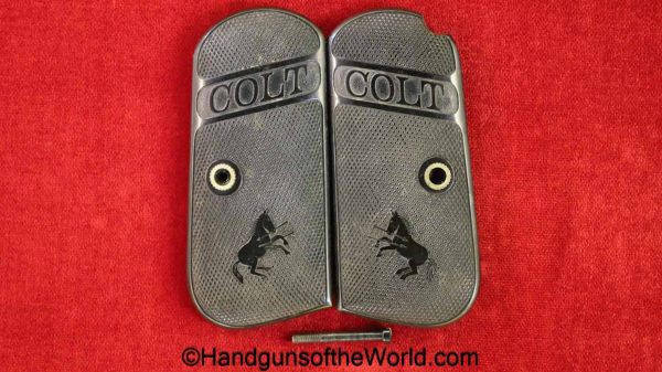 Colt, 1903, 1908, Grips, Hard, rubber, black, original, collectible, handgun, pistol, model, pair, set, grip, pocket, hammerless, pocket hammerless