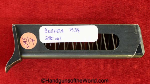 Beretta, 1934, .380, Magazine, Clip, Mag, Original, Collectible, Handgun, Pistol, Italy, Italian, 380, acp, auto, Finger Extension, 9mm