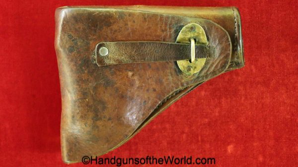 Browning, FN, 1906, Holster, Brown, leather, full flap, brass fittings, Unmarked, 1905, model, original, collectible, VP, Vest Pocket, period, vintage, real
