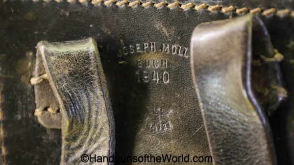 CZ-38, Holster, Finnish, SA Proofed, Finland, Black, leather, hardshell, Joseph Moll Goch, 1940, WaA127, original, collectible, CZ, 38, CZ38, CZ 38, CZ-38