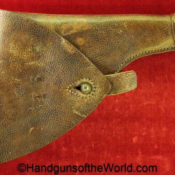 Swedish, 1887, Nagant, Revolver, Holster, original, collectible, Sweden, model, Brown, leather, pebble grain, T6, handgun, hand gun, vintage, real, old