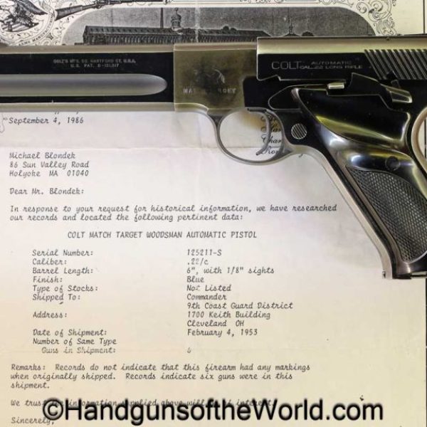 Colt, Match Target, Woodsman, .22lr, US Coast Guard, handgun, pistol, C&R, collectible, USCG, 22, .22, 22lr, Americana, American, Target, OH, Cleveland