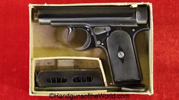 Sauer, 1913, 7.65mm, Earliest, Known, Export Model, with Box, Boxed, handgun, pistol, C&R, collectible, German, Germany, pocket, Model, Export, 7.65, 32, .32