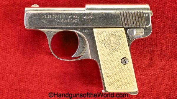 Menz, Liliput, Model 1927, 4.25mm, Tiny, Vest Pocket, Factory Nickel, German, Germany, 1927, 4.25, VP, handgun, pistol, C&R, collectible, Nickel, Model