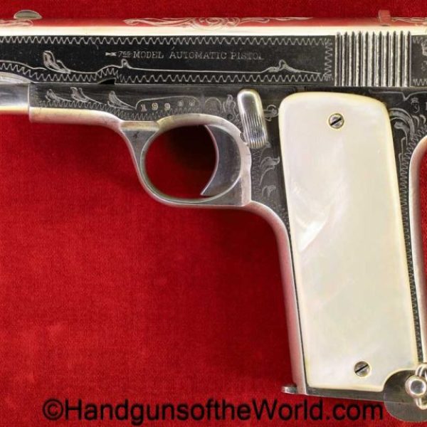 Spanish, Ruby, 7.65mm, Factory Engraved, Factory Nickel, Pearl Grips, handgun, pistol, C&R, collectible, pocket, 7.65, 32, .32, acp, auto, Spain, 1927