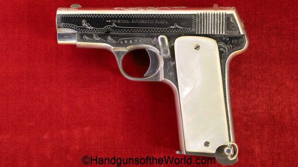 Spanish, Ruby, 7.65mm, Factory Engraved, Factory Nickel, Pearl Grips, handgun, pistol, C&R, collectible, pocket, 7.65, 32, .32, acp, auto, Spain, 1927