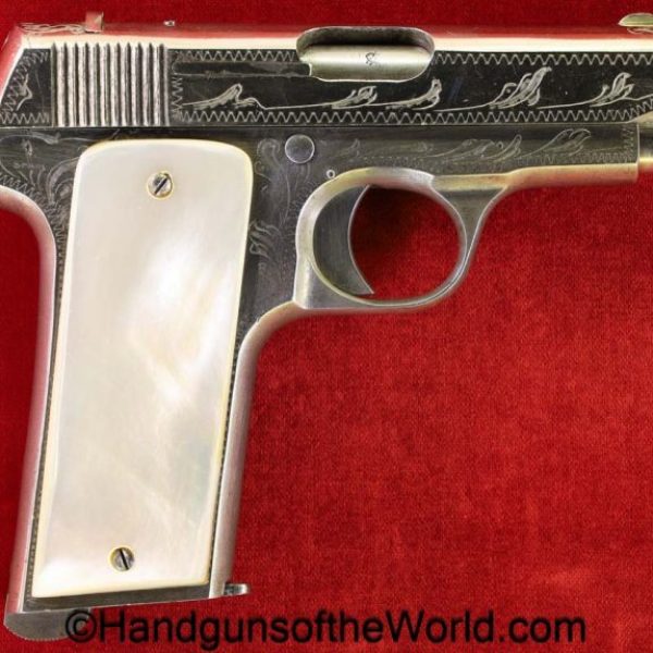 Spanish, Ruby, 7.65mm, Factory Engraved, Factory Nickel, Pearl Grips, handgun, pistol, C&R, collectible, pocket, 7.65, 32, .32, acp, auto, Spain, 1927