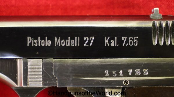 CZ-27, 7.65mm, German, WWII, with Holster, Germany, WW2, handgun, pistol, C&R, collectible, CZ, 27, CZ27, CZ 27, pocket, 32, .32, acp, auto, 7.65