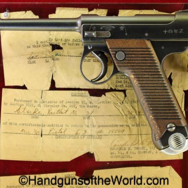 Nambu, Type 14, 6.3, date, 8mm, Matching Magazine, Capture Paper, Japan, Japanese, handgun, pistol, C&R, collectible, 1931, March, Matching Mag, WWII, WW2