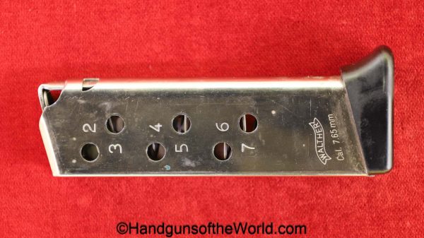 Walther, PPk, 7.65mm, Magazine-Clip, magazine, mag, clip, original, collectible, Post-War, Post War, 7.65, 32, .32, acp, auto, finger extension, black