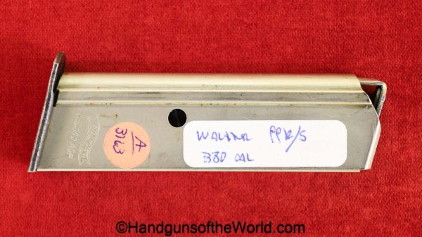 Walther, PPK, .380, Magazine, Clip, Mag, Original, Collectible, Nickel, Factory Nickel, German, Germany, 380, acp, auto, 9mm, Kurz, handgun, pistol